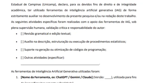 Declaração de uso de IA